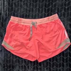 LULULEMON Hotty Hot Runnig Shorts Mesh Trim Vibrant Pastel Pink/Orange‎ Size 10